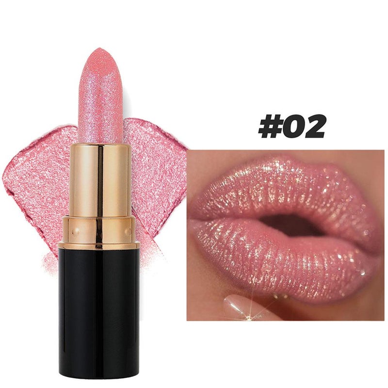 LEAF P0EM Metallic Pearl Lipstick, Shimmering Lip Gloss, Moisturizing and Long-Lasting Lip Tint in 6 Colors
